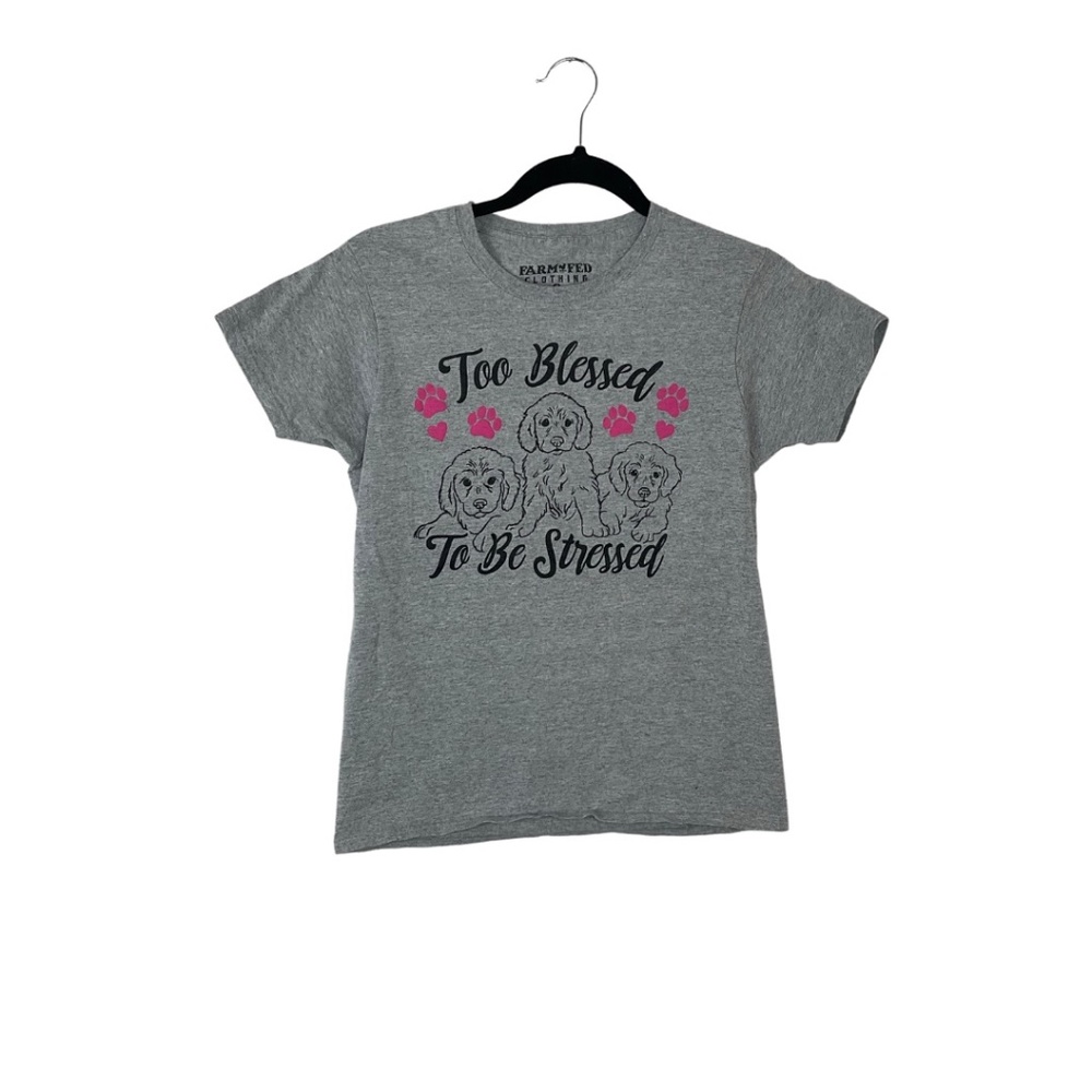 Farm Fed Golden Retriever Puppy Short Sleeve Cotton Graphic Tee Shirt